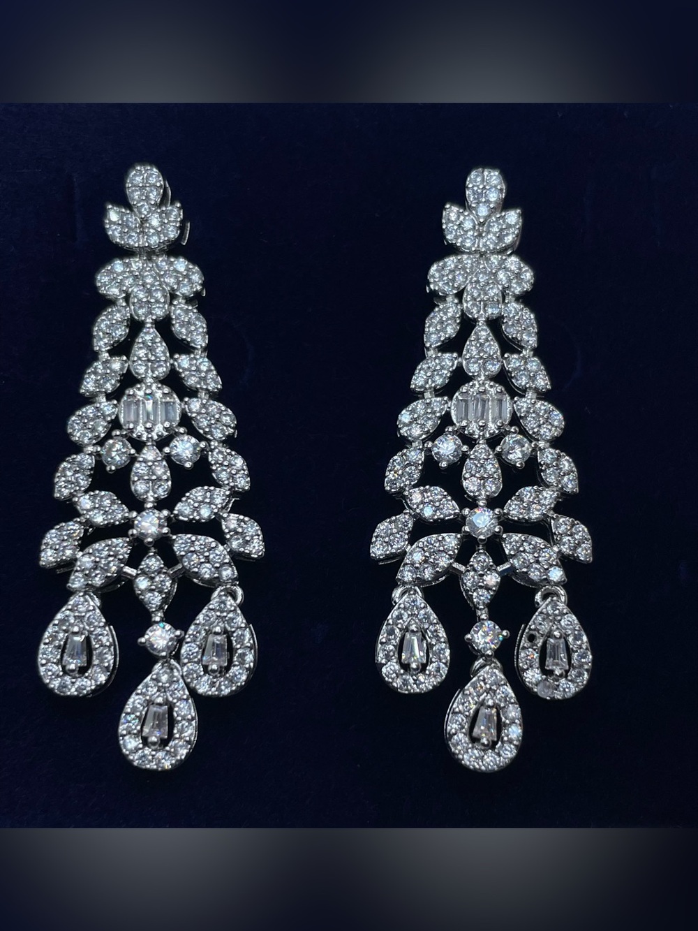 Swarovski Crystal Elements White Crystal Art Deco Chandelier Bridal Earrings